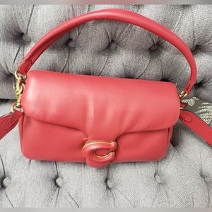 Coach Letter C Pillow Tabby Leather Multi Strap Purse  Red Apple